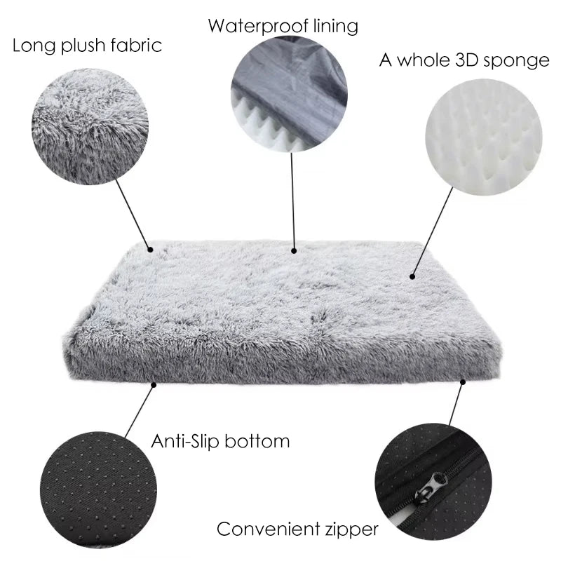 Quadratische Plüsch-Hundematratze, abnehmbare, waschbare Zwinger-Hundebettmatte, superweiches Schlafbett für kleine, mittelgroße und große Hunde Hundetraum.store