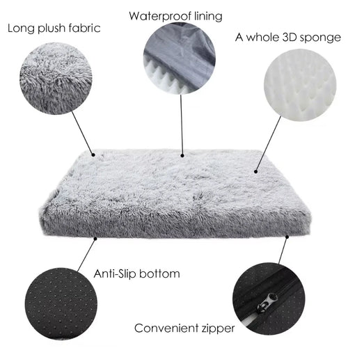 Quadratische Plüsch-Hundematratze, abnehmbare, waschbare Zwinger-Hundebettmatte, superweiches Schlafbett für kleine, mittelgroße und große Hunde Hundetraum.store